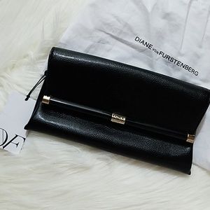 Diane von Furstenberg Black Envelope Clutch